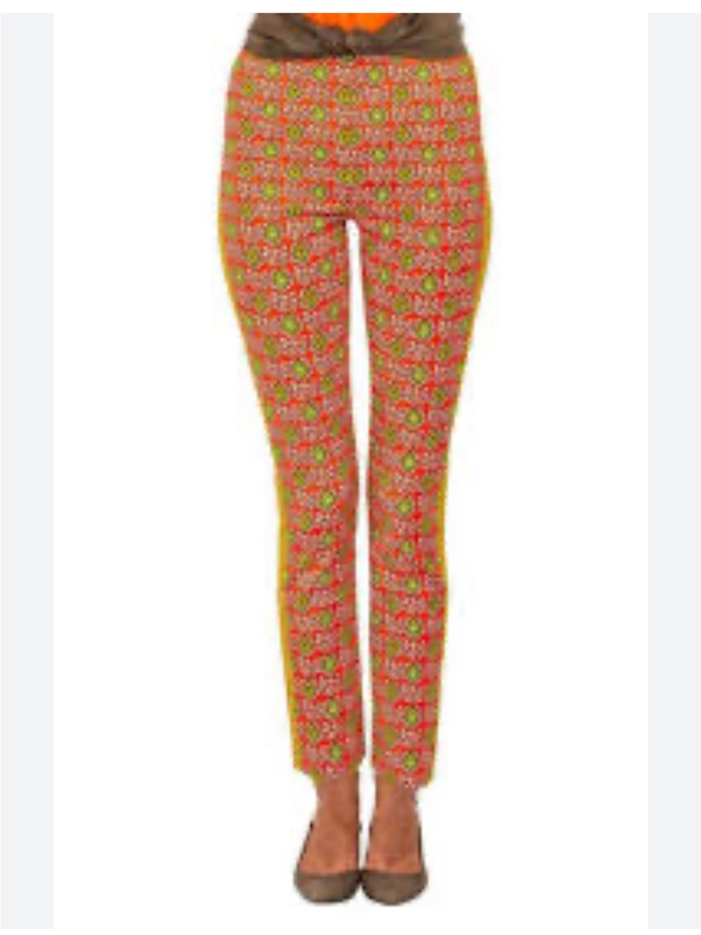 Gretchen Scott Gripless Slim Printed Stretch Pants - Orange Floral
